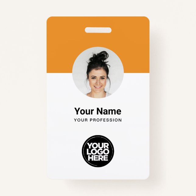 Custom Employee Modern ID Card Tangerine QR Badge (Front)