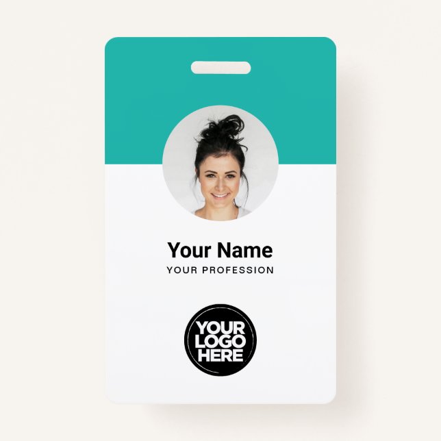 Custom Employee Modern ID Card Turquoise QR Badge (Front)