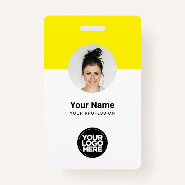 Custom Employee Modern ID Card Yellow QR Badge