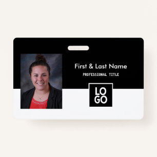 Custom Employee Name Badge Simple Minimal Black