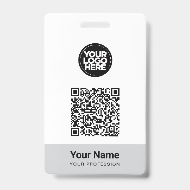 Custom Employee Name Business Logo Qr Code Badge (Front)