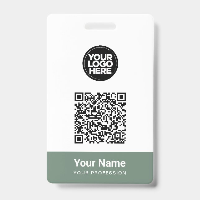 Custom Employee Name Business Logo Qr Code Badge (Front)