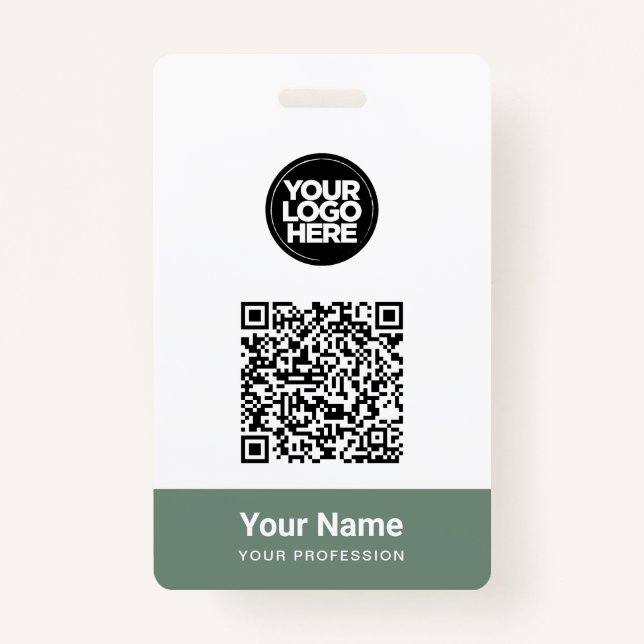 Custom Employee Name Business Logo Qr Code Badge (Front)