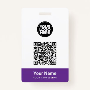 Custom Employee Name Business Logo Qr Code Badge