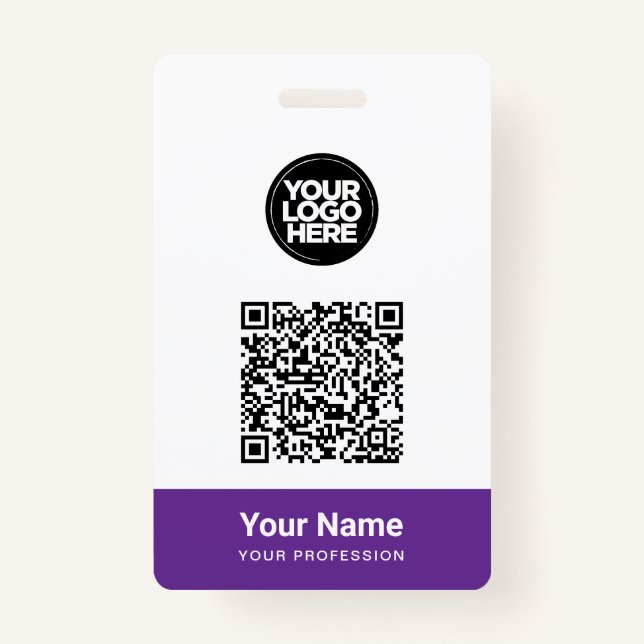 Custom Employee Name Business Logo Qr Code Badge (Front)