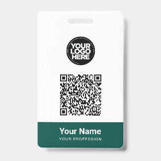 Custom Employee Name Business Logo Qr Code Badge