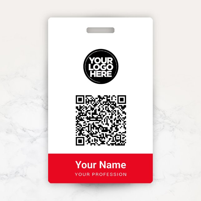 Custom Employee Name Business Logo Qr Code Badge (Creator Uploaded)