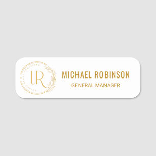Custom Employee Name Gold Script Logo Magnetic  Name Tag