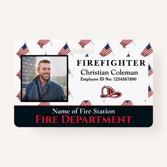 Custom Employee Name ID  Card Logo Bar Code Photo  Badge (Front)