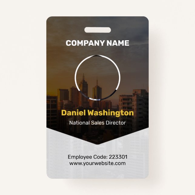 Custom Employee Name, Photo, Bar Code, Logo Badge (Front)