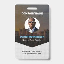 Custom Employee Name, Photo, Bar Code, Logo Badge