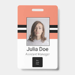 Custom Employee Name, Photo, Bar Code, Logo Badge