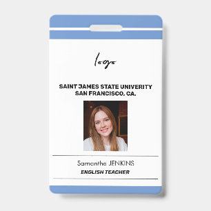 Custom employee name photo bare code template badge