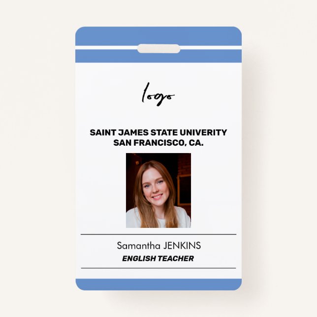 Custom employee name photo bare code template badge (Front)