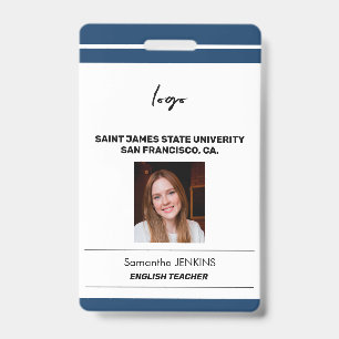 Custom employee name photo bare code template badge