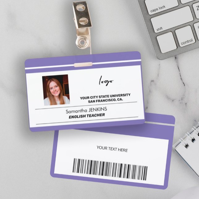Custom employee name photo logo text bare code badge (Creator Uploaded)