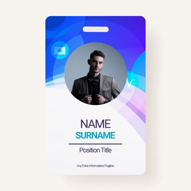 Custom Employee -Photo, Address, Email , Name Badge (Front)