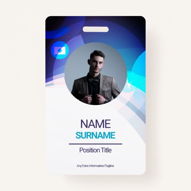 Custom Employee -Photo, Address, Logo, Name, Phone Badge (Front)