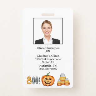 Custom Employee Photo Bar Code Halloween Name Tag Badge