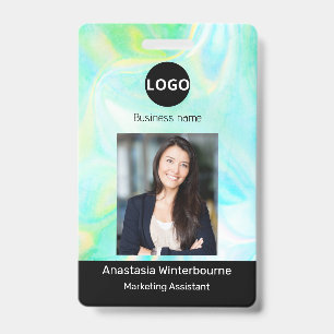 Custom Employee Photo, Bar Code, Logo, holographic Badge