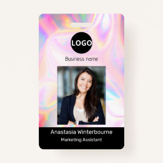 Custom Employee Photo, Bar Code, Logo, holographic Badge