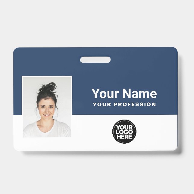 Custom Employee  Photo, Bar Code, Logo, Lanyard Badge (Front)