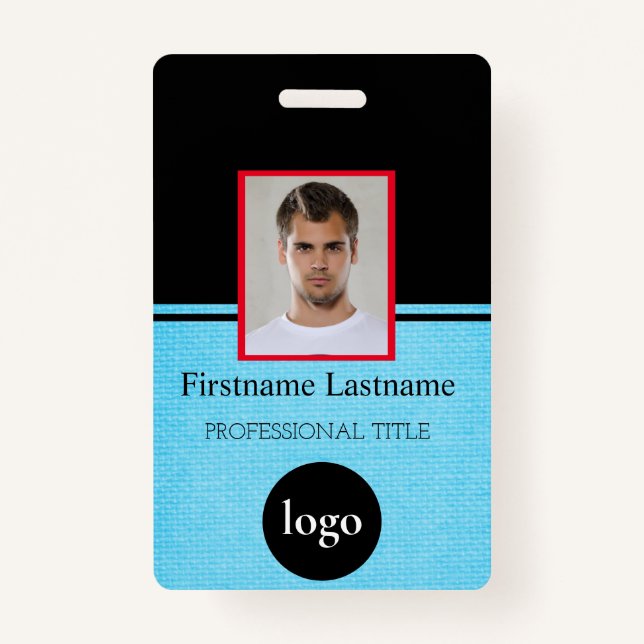 Custom Employee - Photo, Bar Code, Logo, Name Badg Badge (Front)