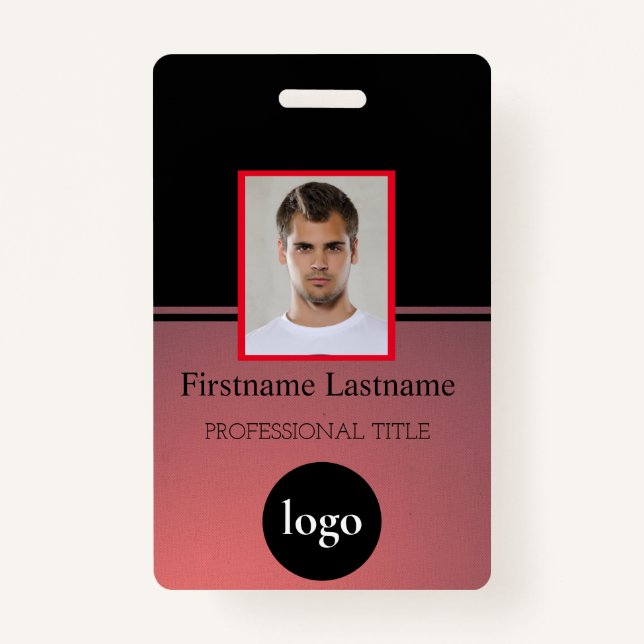 Custom Employee - Photo, Bar Code, Logo, Name Badg Badge (Front)