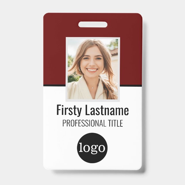 Custom Employee - Photo, Bar Code, Logo, Name Badg Badge (Front)