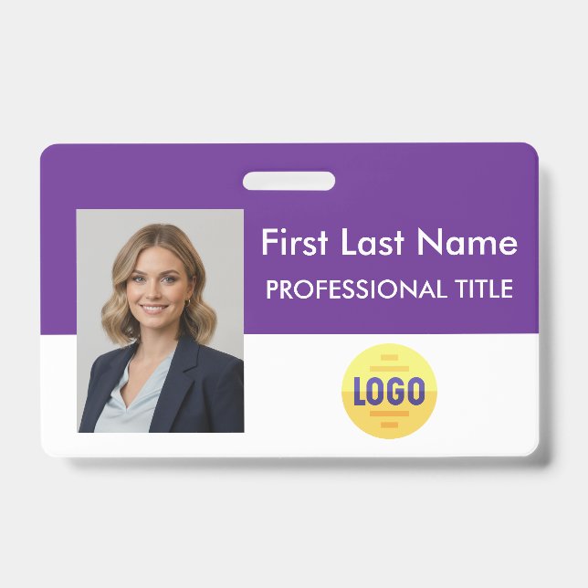 Custom Employee - Photo, Bar Code, Logo, Name Badg Badge (Front)