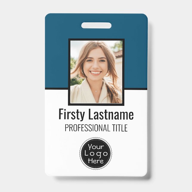 Custom Employee - Photo, Bar Code, Logo, Name Badg Badge (Front)