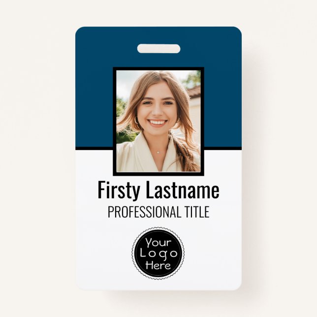 Custom Employee - Photo, Bar Code, Logo, Name Badg Badge (Front)