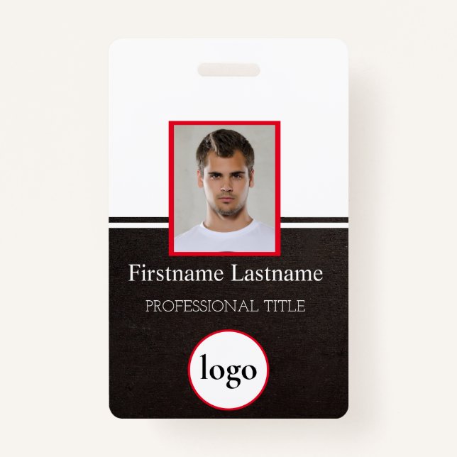 Custom Employee - Photo, Bar Code, Logo, Name Badg Badge (Front)