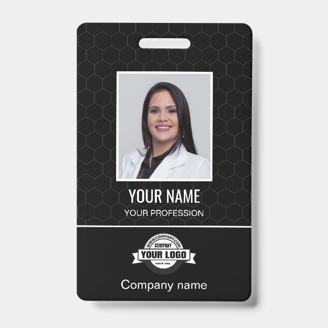 Custom Employee - Photo, Bar Code, Logo, Name Badg Badge (Front)