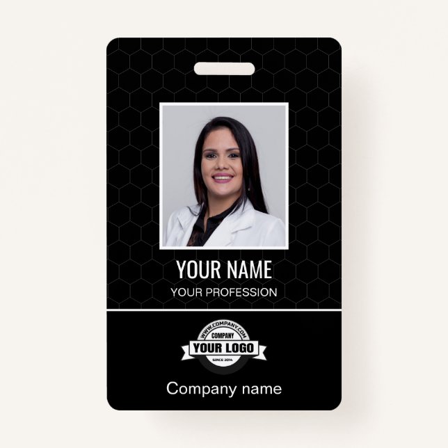 Custom Employee - Photo, Bar Code, Logo, Name Badg Badge (Front)
