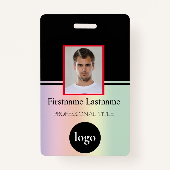 Custom Employee - Photo, Bar Code, Logo, Name Badg Badge (Front)