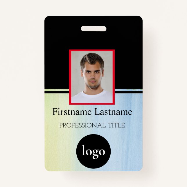 Custom Employee - Photo, Bar Code, Logo, Name Badg Badge (Front)