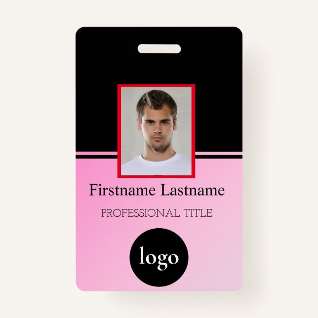 Custom Employee - Photo, Bar Code, Logo, Name Badg Badge (Front)