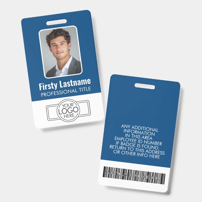 Custom Employee - Photo, Bar Code, Logo, Name Badge (Front & Back)