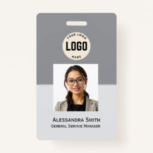 Custom Employee Photo, Bar Code, Logo, Name Badge