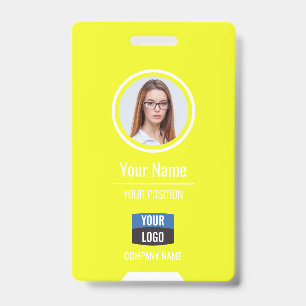 Custom Employee Photo, Bar Code, Logo, Name Badge