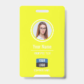 Custom Employee Photo, Bar Code, Logo, Name Badge