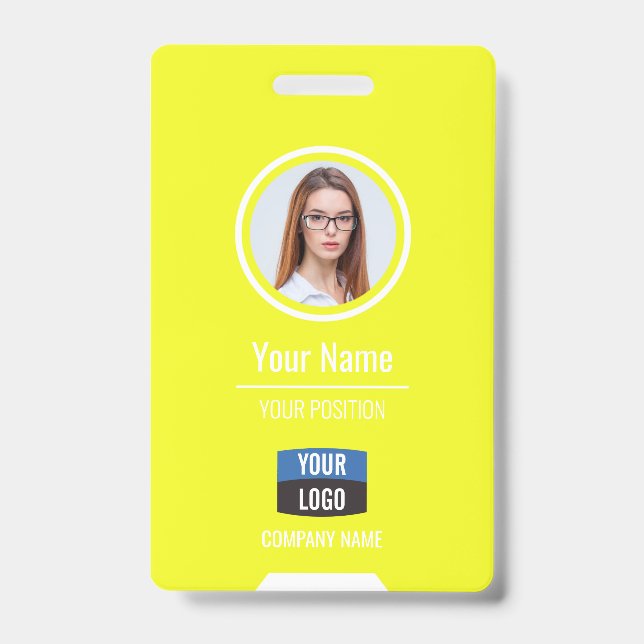 Custom Employee Photo, Bar Code, Logo, Name Badge (Front)