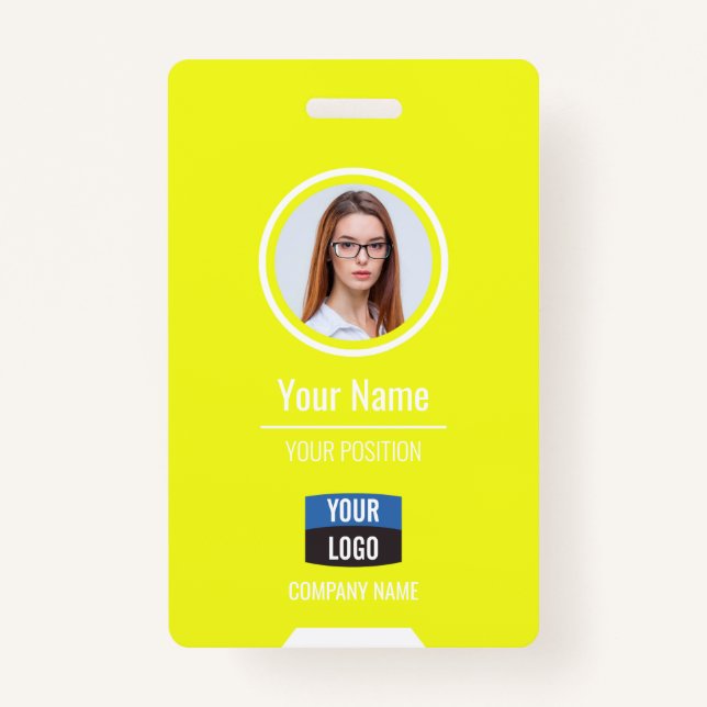Custom Employee Photo, Bar Code, Logo, Name Badge (Front)