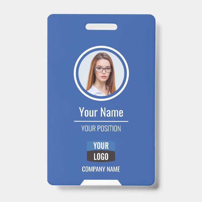 Custom Employee Photo, Bar Code, Logo, Name Badge (Front)