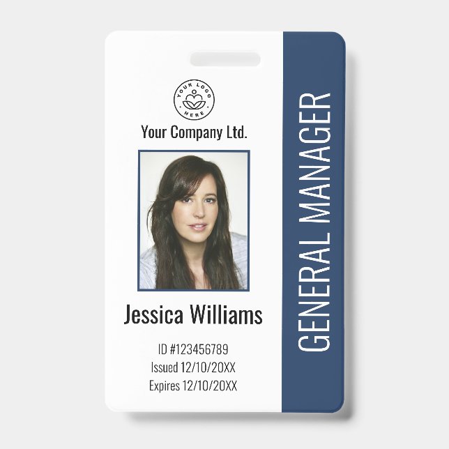 Custom Employee Photo, Bar Code, Logo, Name Badge (Front)