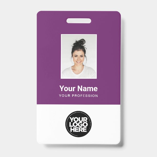 Custom Employee Photo, Bar Code, Logo, Name Badge (Front)