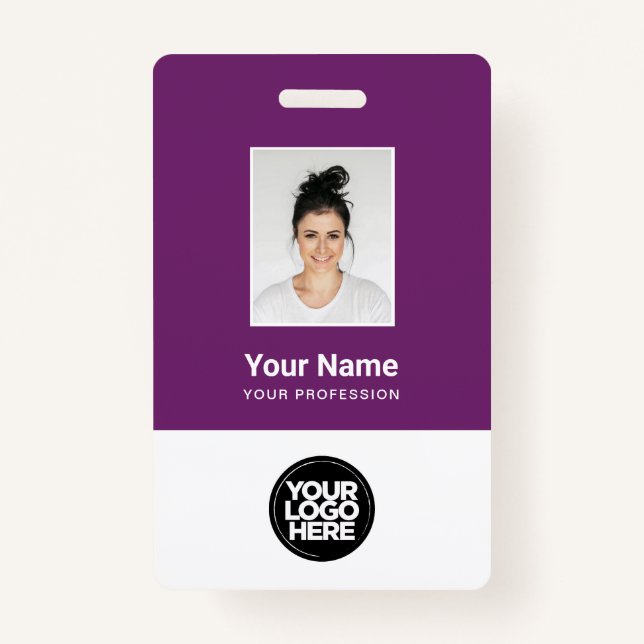 Custom Employee Photo, Bar Code, Logo, Name Badge (Front)