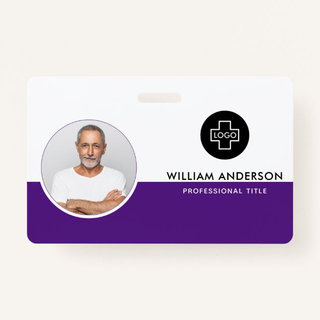 Custom Employee Photo, Bar Code, Logo, Name Badge (Front)