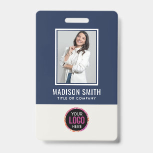 Custom Employee Photo, Bar Code, Logo, Name Badge